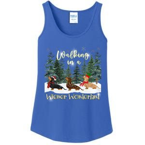 Walking In A Wiener Wonderland Dachshund Trio Gift Ladies Essential Tank