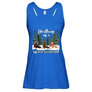 Walking In A Wiener Wonderland Dachshund Trio Gift Ladies Essential Flowy Tank