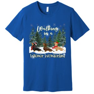 Walking In A Wiener Wonderland Dachshund Trio Gift Premium T-Shirt