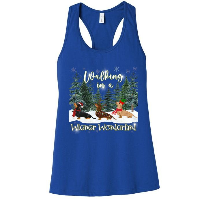 Walking In A Wiener Wonderland Dachshund Trio Gift Women's Racerback Tank