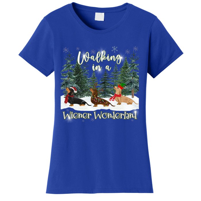 Walking In A Wiener Wonderland Dachshund Trio Gift Women's T-Shirt