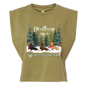 Walking In A Wiener Wonderland Dachshund Trio Gift Garment-Dyed Women's Muscle Tee