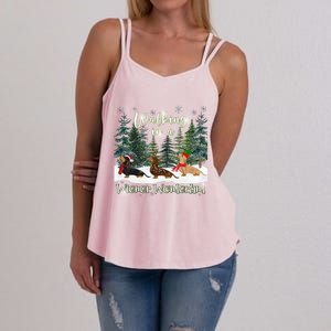 Walking In A Wiener Wonderland Dachshund Trio Gift Women's Strappy Tank