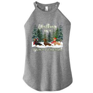 Walking In A Wiener Wonderland Dachshund Trio Gift Women's Perfect Tri Rocker Tank