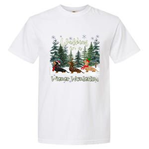 Walking In A Wiener Wonderland Dachshund Trio Gift Garment-Dyed Heavyweight T-Shirt