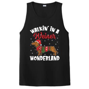 Walking In A Wiener Wonderland Funny Dachshund Christmas Cute Gift PosiCharge Competitor Tank