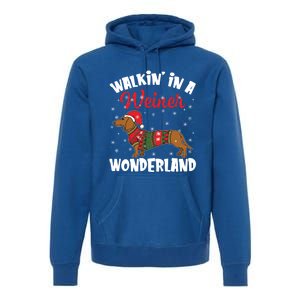 Walking In A Wiener Wonderland Funny Dachshund Christmas Cute Gift Premium Hoodie