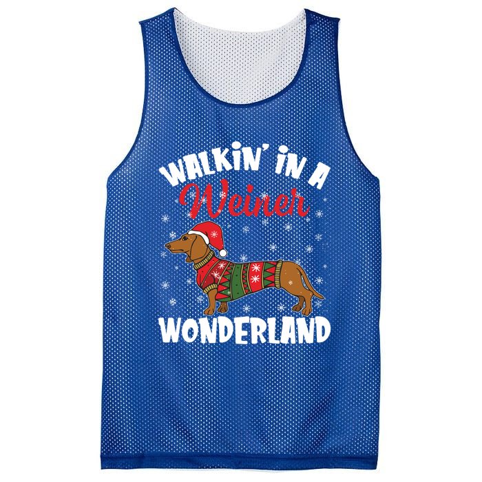 Walking In A Wiener Wonderland Funny Dachshund Christmas Cute Gift Mesh Reversible Basketball Jersey Tank