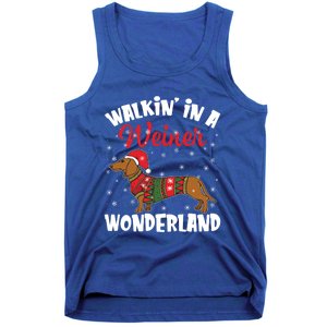 Walking In A Wiener Wonderland Funny Dachshund Christmas Cute Gift Tank Top