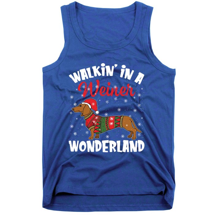 Walking In A Wiener Wonderland Funny Dachshund Christmas Cute Gift Tank Top