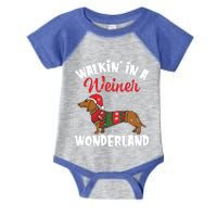 Walking In A Wiener Wonderland Funny Dachshund Christmas Cute Gift Infant Baby Jersey Bodysuit