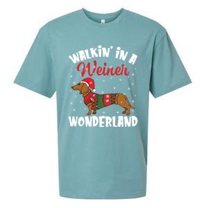 Walking In A Wiener Wonderland Funny Dachshund Christmas Cute Gift Sueded Cloud Jersey T-Shirt