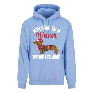 Walking In A Wiener Wonderland Funny Dachshund Christmas Cute Gift Unisex Surf Hoodie