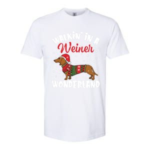 Walking In A Wiener Wonderland Funny Dachshund Christmas Cute Gift Softstyle CVC T-Shirt