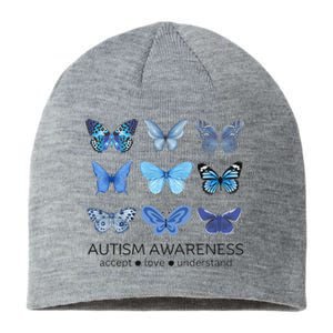 Women In April We Wear Blue Butterfly Autism Mental Health Sustainable Beanie