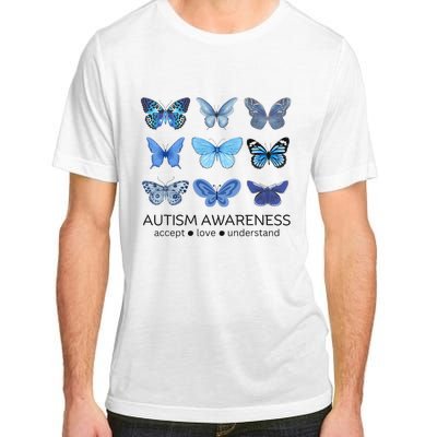 Women In April We Wear Blue Butterfly Autism Mental Health Adult ChromaSoft Performance T-Shirt