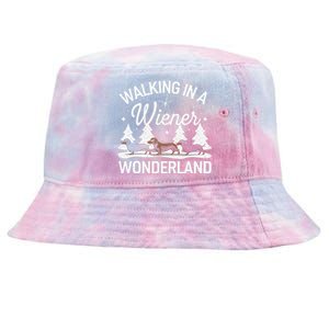 Walking In A Wiener Wonderland Dachshund Trio Dog Lover Xmas Tie-Dyed Bucket Hat