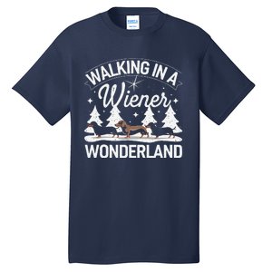 Walking In A Wiener Wonderland Dachshund Trio Dog Lover Xmas Tall T-Shirt