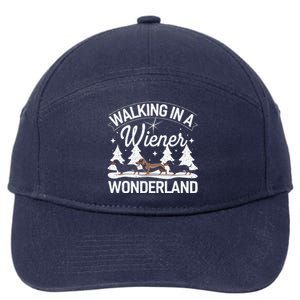 Walking In A Wiener Wonderland Dachshund Trio Dog Lover Xmas 7-Panel Snapback Hat