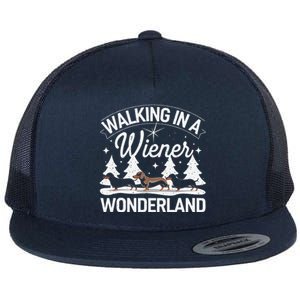 Walking In A Wiener Wonderland Dachshund Trio Dog Lover Xmas Flat Bill Trucker Hat