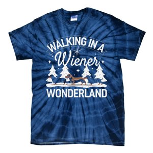 Walking In A Wiener Wonderland Dachshund Trio Dog Lover Xmas Tie-Dye T-Shirt