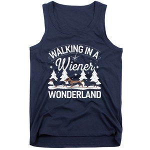 Walking In A Wiener Wonderland Dachshund Trio Dog Lover Xmas Tank Top