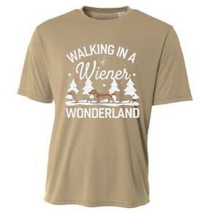 Walking In A Wiener Wonderland Dachshund Trio Dog Lover Xmas Cooling Performance Crew T-Shirt