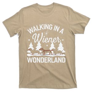 Walking In A Wiener Wonderland Dachshund Trio Dog Lover Xmas T-Shirt