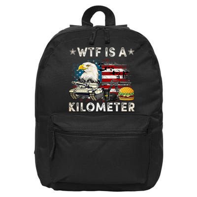 Wtf Is A Kilometer Eagle Badge American Signature Burger Funny 4th Of July 16 in Basic Backpack