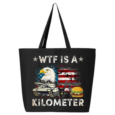 Wtf Is A Kilometer Eagle Badge American Signature Burger Funny 4th Of July 25L Jumbo Tote