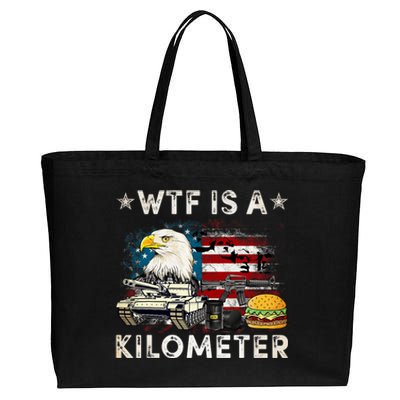 Wtf Is A Kilometer Eagle Badge American Signature Burger Funny 4th Of July Cotton Canvas Jumbo Tote