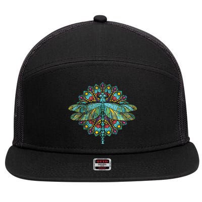 Wildlife Insect Animal Lover Hippie Gift Nature Dragonfly 7 Panel Mesh Trucker Snapback Hat