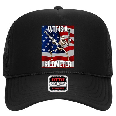 Wtf Is A Kilometer American Skeleton Trucker Hat