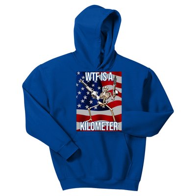 Wtf Is A Kilometer American Skeleton Kids Hoodie