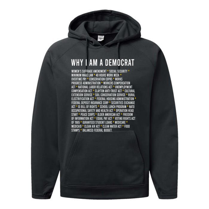 Why I Am A Democrat Cool Political Outfit For Democrats Performance Fleece Hoodie