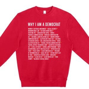 Why I Am A Democrat Cool Political Outfit For Democrats Premium Crewneck Sweatshirt