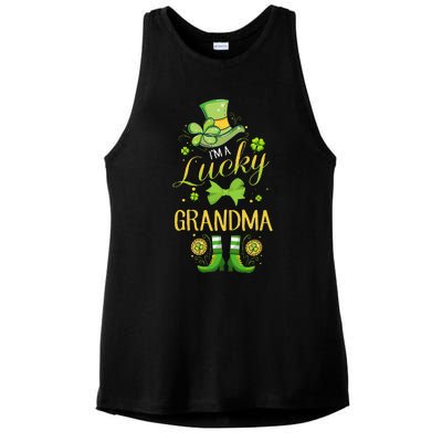 Womens I'm A Lucky Grandma St Patty's Day Gift For Grandmother Ladies PosiCharge Tri-Blend Wicking Tank