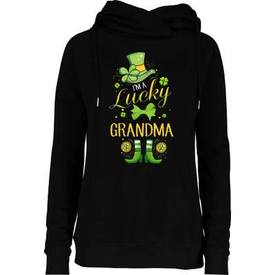 Womens I'm A Lucky Grandma St Patty's Day Gift For Grandmother Womens Funnel Neck Pullover Hood