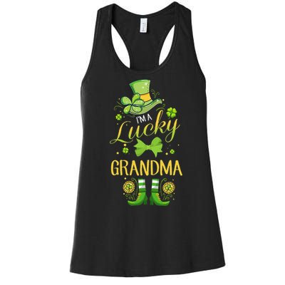 Womens I'm A Lucky Grandma St Patty's Day Gift For Grandmother Women's Racerback Tank