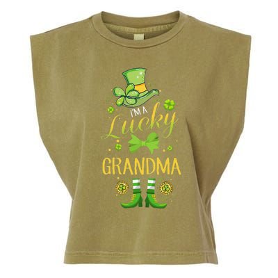 Womens I'm A Lucky Grandma St Patty's Day Gift For Grandmother Garment-Dyed Women's Muscle Tee