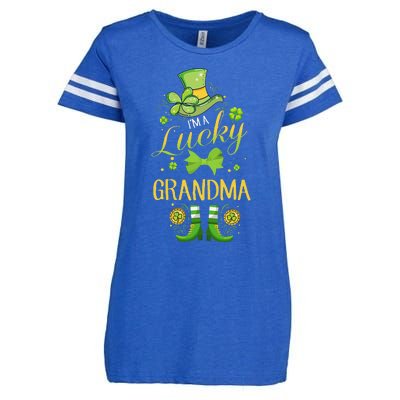 Womens I'm A Lucky Grandma St Patty's Day Gift For Grandmother Enza Ladies Jersey Football T-Shirt