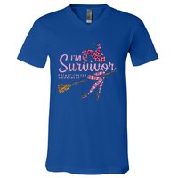 Witch Im A Survivor Halloween Breast Cancer Awareness Funny V-Neck T-Shirt