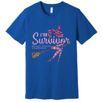 Witch Im A Survivor Halloween Breast Cancer Awareness Funny Premium T-Shirt