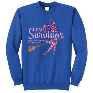 Witch Im A Survivor Halloween Breast Cancer Awareness Funny Tall Sweatshirt