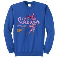 Witch Im A Survivor Halloween Breast Cancer Awareness Funny Tall Sweatshirt