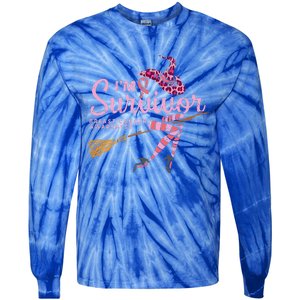 Witch Im A Survivor Halloween Breast Cancer Awareness Funny Tie-Dye Long Sleeve Shirt