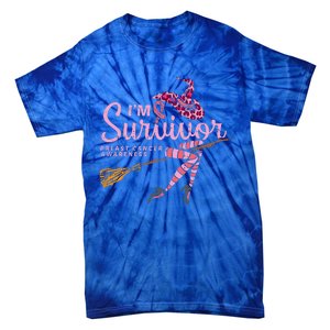 Witch Im A Survivor Halloween Breast Cancer Awareness Funny Tie-Dye T-Shirt