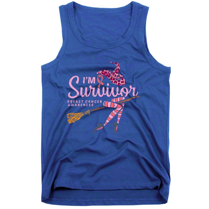 Witch Im A Survivor Halloween Breast Cancer Awareness Funny Tank Top