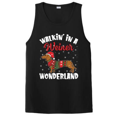 Walking In A Wiener Wonderland Funny Dachshund Christmas PosiCharge Competitor Tank