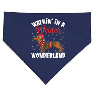 Walking In A Wiener Wonderland Funny Dachshund Christmas USA-Made Doggie Bandana